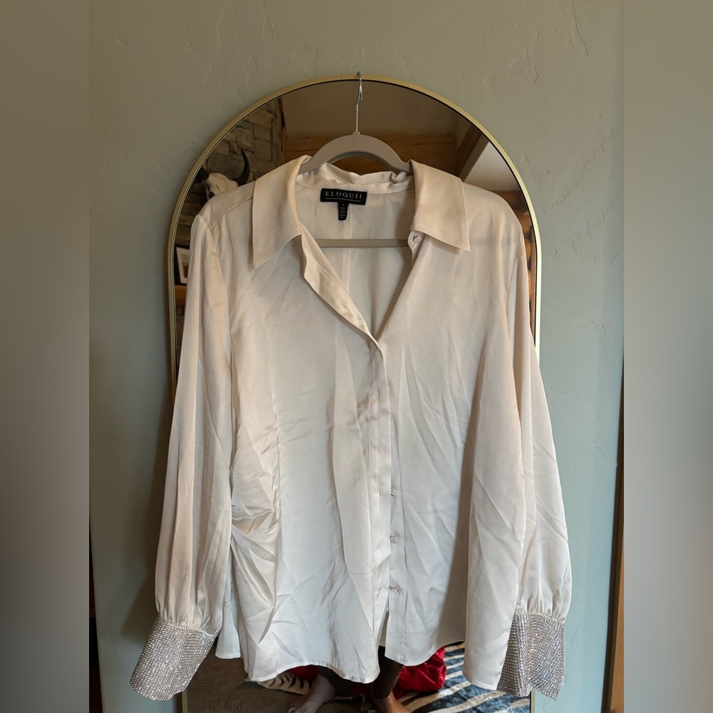 Eloquii Cream Button-Up Blouse
